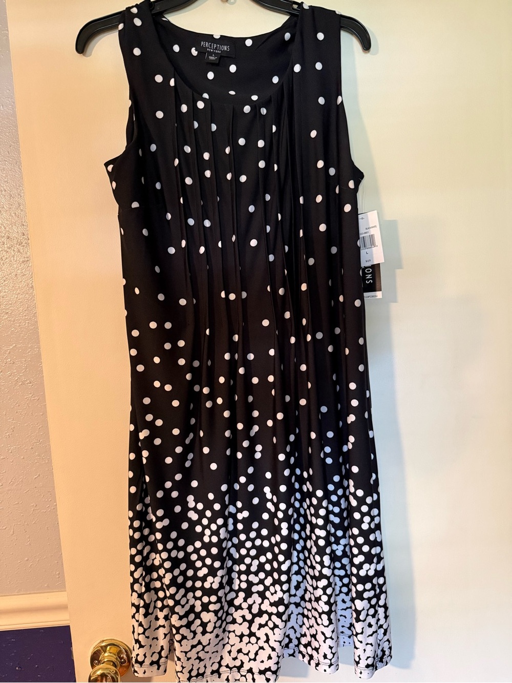 Perceptions Black and White Polka Dot Sleeveless Dress-New with tags!